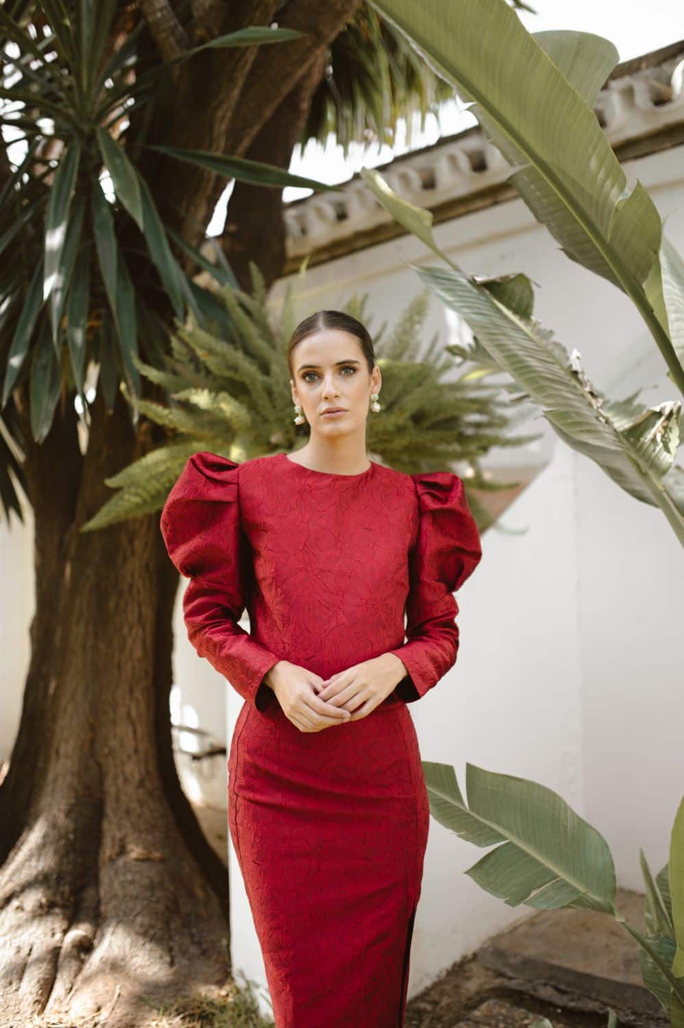 Top Maiori Burdeos Manga Larga