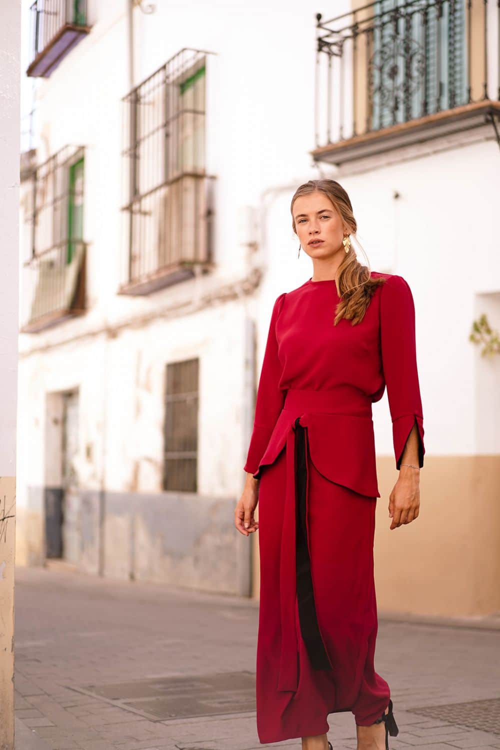 Falda Sabina Rojo Oscuro - Imagen 4