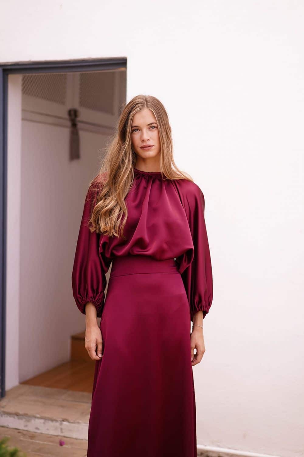 Top Maayot Manga Larga Burdeos - Imagen 3