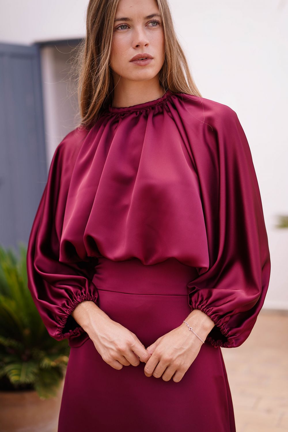 Top Maayot Manga Larga Burdeos - Imagen 4