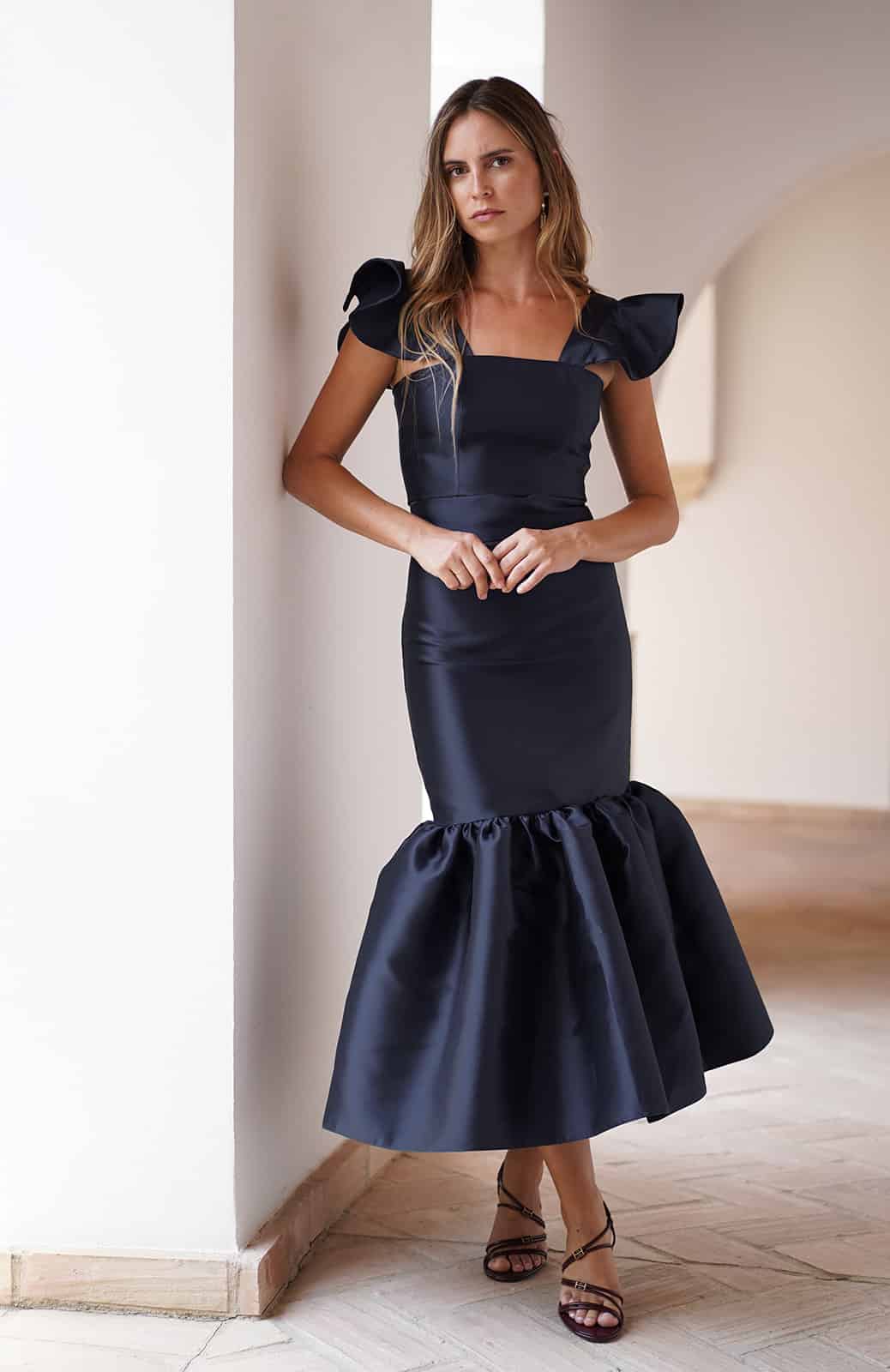 Falda Dalia Azul Marino Midi - Imagen 3